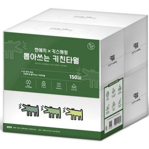 키스해링 뽑아쓰는 키친타월 150매 (4입)