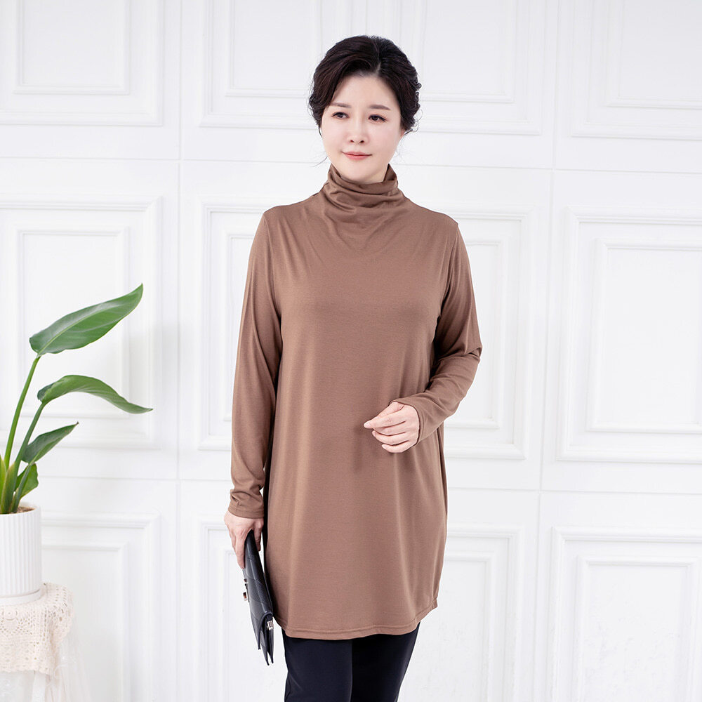엄마옷 면 항아리 폴라 롱 티셔츠 615FGH190 마담/중년