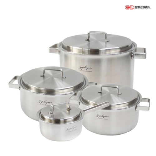 제피로스 통5중 IH 스텐 냄비 4종 C (편수16+양수20,24+곰솥30)