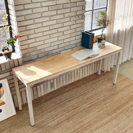 폭좁은 고무나무 원목 테이블 1800