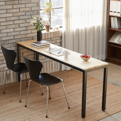 프라이드리빙 폭좁은 고무나무 원목 테이블 1800 (의자별도)_이미지