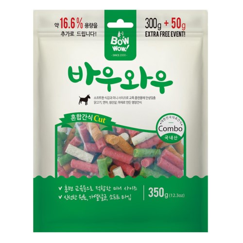 바우와우 혼합간식 Cut 350g (3개)_이미지