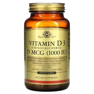 솔가 비타민 D3 콜레칼시페롤 25mcg 1000IU 250캡슐 (1개)_이미지