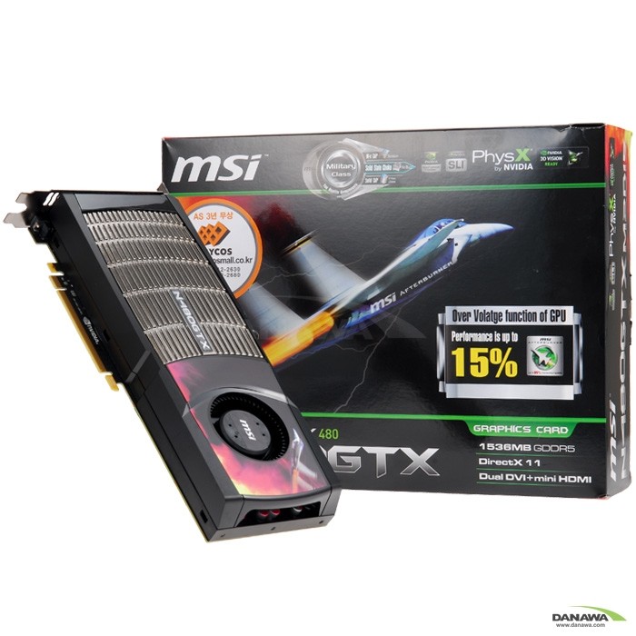 MSI 지포스 GTX480 N480GTX-M2D15 D5 1.5GB + Mini-HDMI_이미지