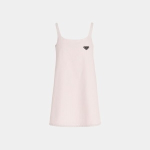 프라다 오늘출발 여성 삼각 메탈로고 빈티지 데님 미니 슬리브리스 핑크 GFA12210_이미지