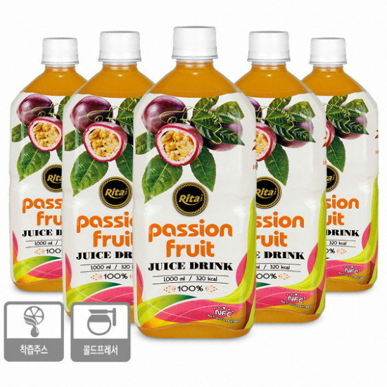 자연지애 100% 패션후르츠(백향과) 착즙 주스 1L (5개)