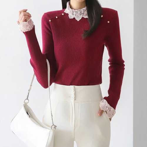 러블리 레이스배색 포인트 니트_M2410KN154D_이미지