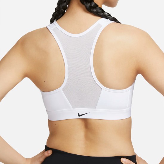 나이키 스우시 미디엄 서포트 패드 지퍼 프런트 스포츠 브라 DD1206 (100, 화이트)_이미지