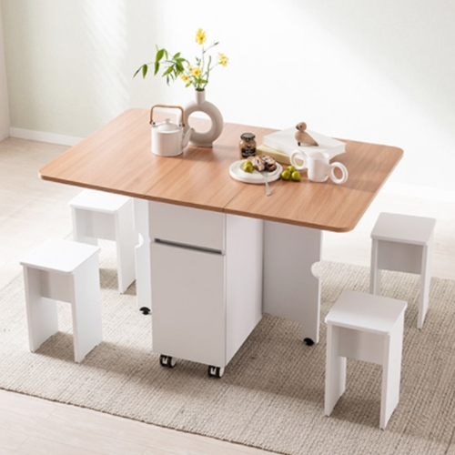 삼익가구 헤벤 아일랜드 이동식 확장형 접이식 식탁 1200 (의자4개)_이미지