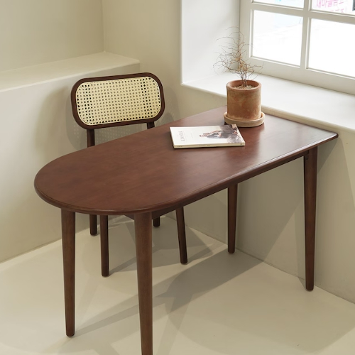 자야캠핑 포르보 월넛 천연 원목 반타원 식탁 1200 (의자별도)_이미지