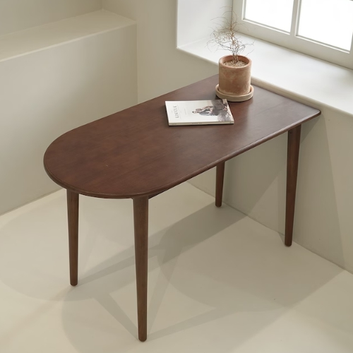 자야캠핑 포르보 월넛 천연 원목 반타원 식탁 1200 (의자별도)_이미지