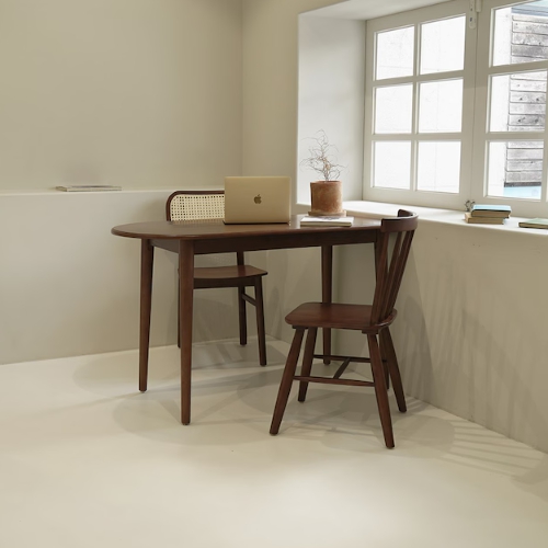 자야캠핑 포르보 월넛 천연 원목 반타원 식탁 1200 (의자별도)_이미지