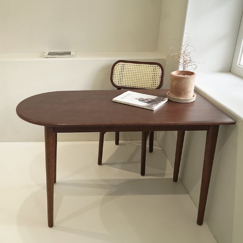 자야캠핑 포르보 월넛 천연 원목 반타원 식탁 1200 (의자별도)_이미지