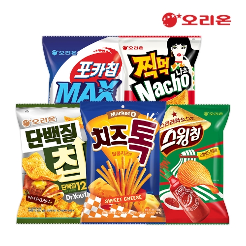 오리온 신상5종세트 15봉, 치즈톡3+단백질칩오징어3+스윙칩스리라차3+포카블랙3+치폴레나쵸3_이미지