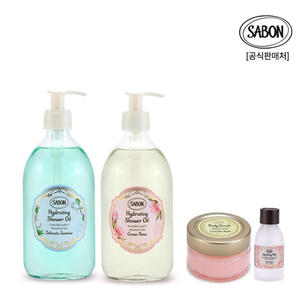 사봉 하이드레이팅 샤워오일 자스민&그린로즈 듀오 세트