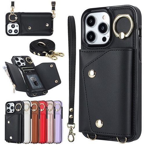 수나르 아이폰X/XS 카드수납 링 스트랩 지갑 가죽 케이스