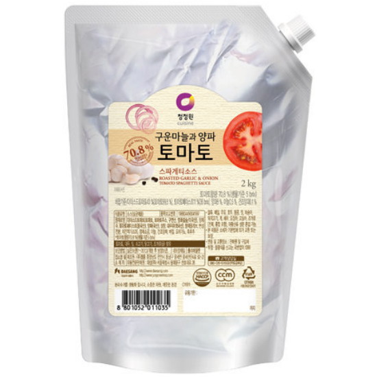 청정원 구운마늘과 양파 토마토 스파게티 소스 2kg (2개)_이미지