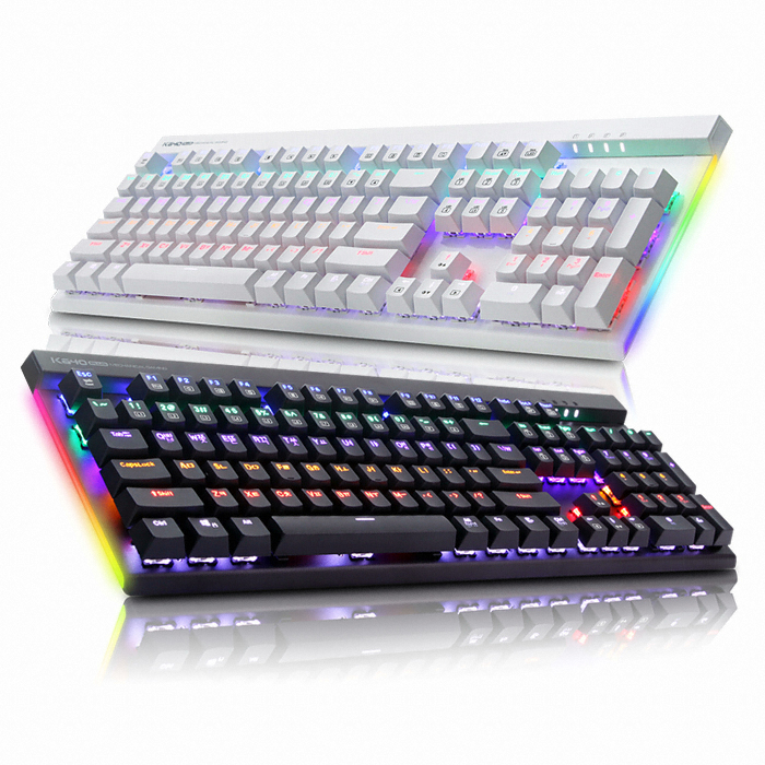 앱코 HACKER K640 플러스 축교환 측면 LED 게이밍 키보드 (화이트, 청축)