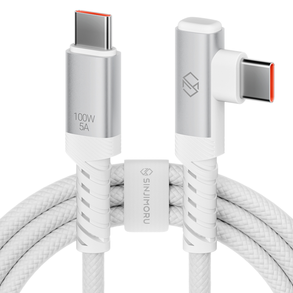 신지모루 PPS PD 100W C to C타입 L자형 앵글 우븐 패브릭 케이블 (0.5m, 5개)_이미지