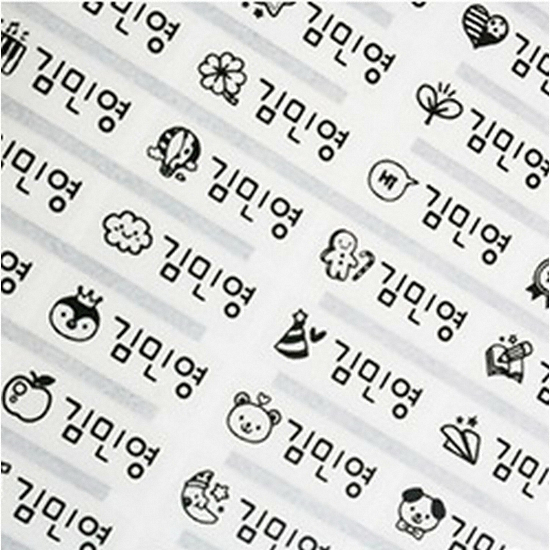 꼬모네임 방수 단색 투명 네임스티커 미니_이미지