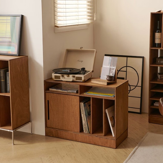 홈인홈 북다방 1단 라왕 원목 미닫이 수납 책장 800_이미지