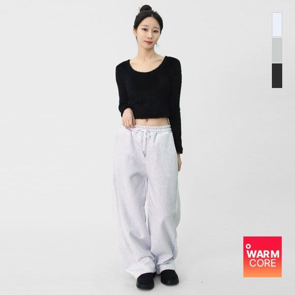  스콰즈 여성 데일리 기모 사이드 핀턱 와이드 원턱 트레이닝 팬츠 ZSJP003