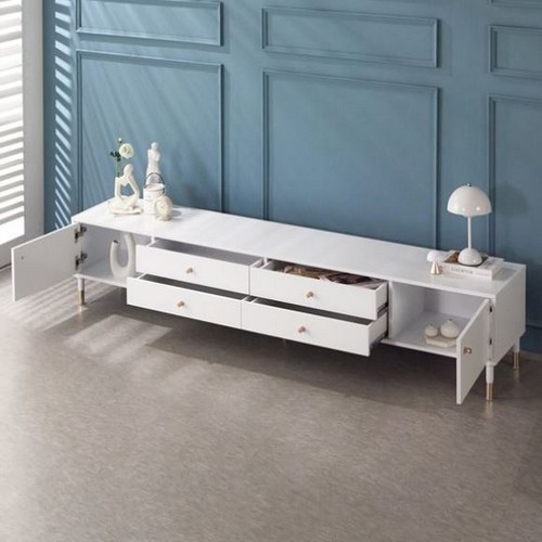 하임 카스페 화이트 2단 낮은 거실장 2100