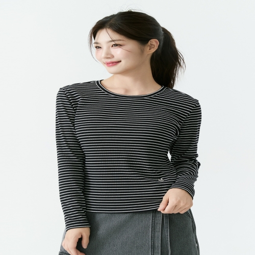 잠뱅이 HC09 여성 골지 베이직넥 라운드 슬림 긴팔 티셔츠 AP3WTL555