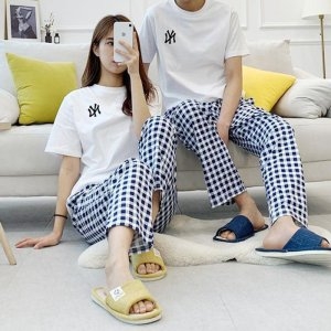 오노마 ONM 커플 이거찜 순면 호캉스 잠옷바지 체크 잠옷 파자마 12076157
