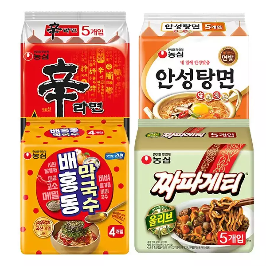농심 배홍동 막국수4개 + 신라면5개 + 안성탕면5개 + 짜파게티5개
