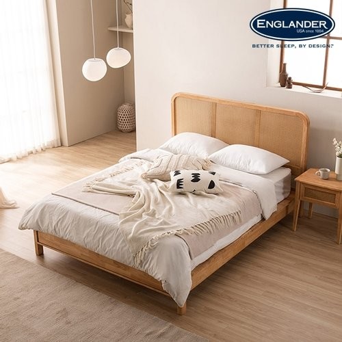  잉글랜더 몰디브 라탄 고무나무 원목 침대 LK [Sweet9존포켓K매트]