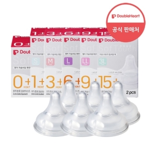더블하트 소프트터치 모유실감 3세대 젖꼭지 6개입 (단계선택)_이미지