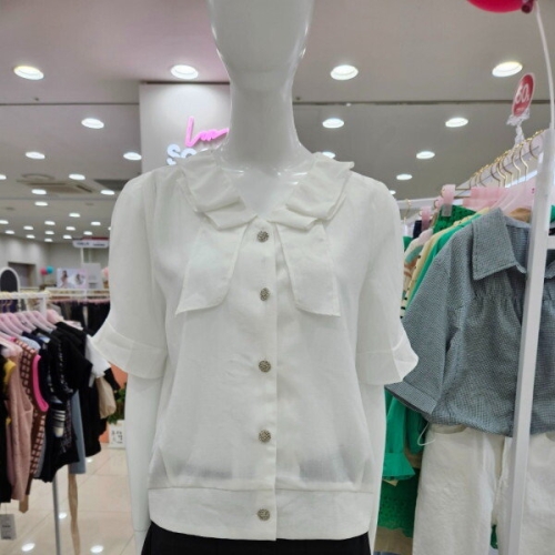 SOOS 3단리본소매맞턱블라우스 S242BBL503/블랙,화이트