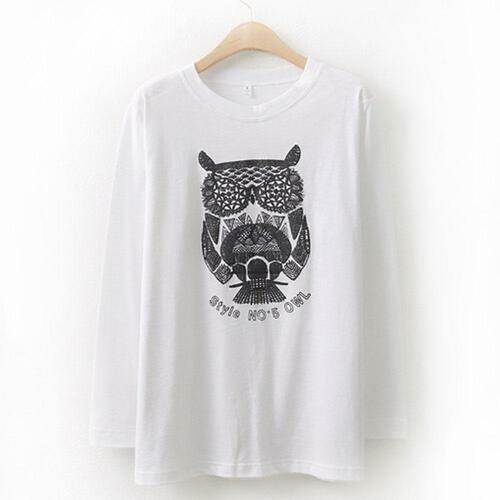 부엉이 자수 긴팔티 4016842S 빅사이