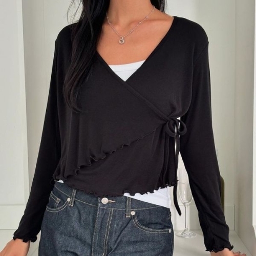 아이우먼 여리랩브이넥물결티셔츠 YPS735M509 빅사이즈