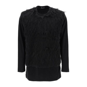 꼼데가르송 옴므 플러스 인조 퍼 슬리브 티셔츠 PL T003 BLKBK