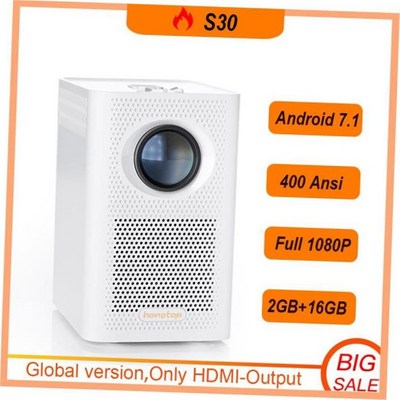 4K 안드로이드 WiFi 휴대용 1080P 홈시어터 비디오 S30MAX White UK 기본 색상