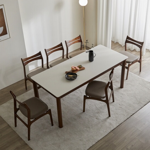 헤르짐머 소나 다이닝 포세린 세라믹 원목 식탁 1400 (라움의자4개)_이미지