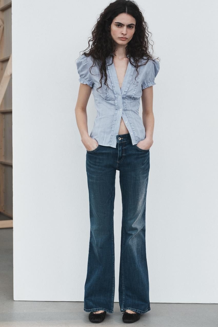 국내 여성 JEANS TRF BOOTCUT 로우라이즈 네이비 452985