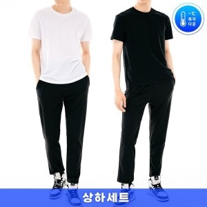 텐제로 남녀공용 여름 더위탈출 캐주얼 9부 반팔티+쿨바지세트 STP240815_이미지