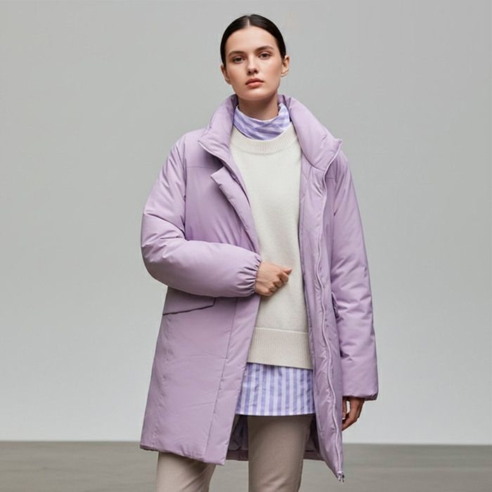 쉐비뇽 여성 캐시미어 블렌디드 패딩 코트_라벤더 863623