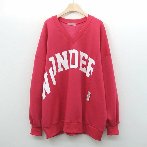 아이우먼 원더나염기모V넥맨투맨 POK551M411 빅사이즈