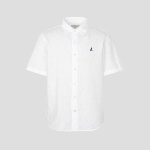 남성 리넨 솔리드 반소매 셔츠 화이트 BC6365C221