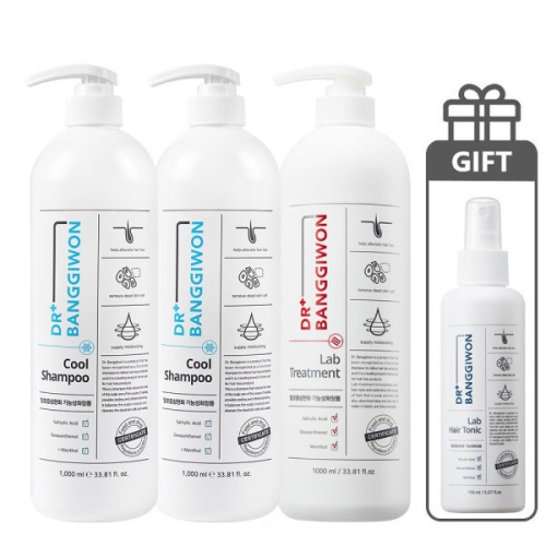 닥터방기원 쿨 샴푸 1000ml 2개+랩 트리트먼트 1000ml+랩 헤어 토닉 150ml 4종세트