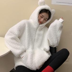 [불명] 971CAB 양털후리스 후드 뽀글이자켓 점퍼 오버핏 플리스_이미지