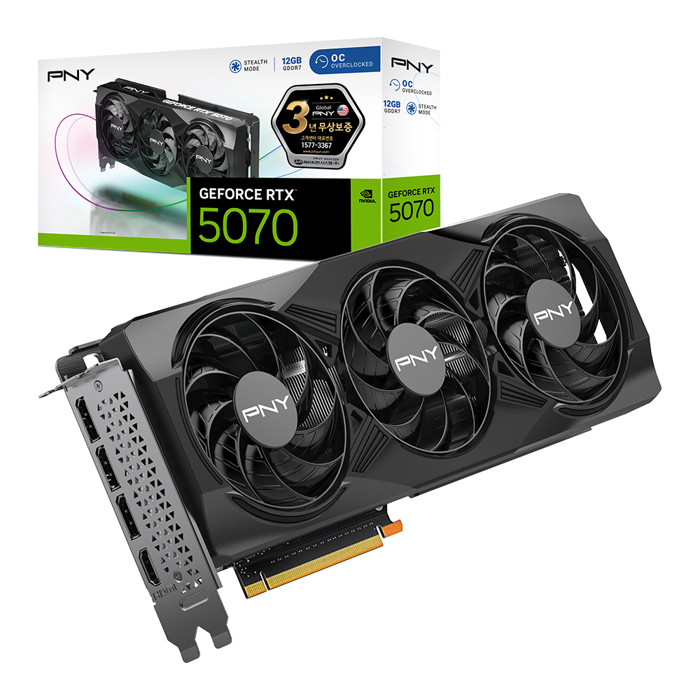 PNY 지포스 RTX 5070 OC D7 12GB Triple Fan 제이씨현이미지입니다. 누르면 해당 게시물로 새창이동합니다.