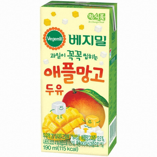 정식품 베지밀 과일이 꼭꼭 씹히는 애플망고 두유 190ml (24개)_이미지