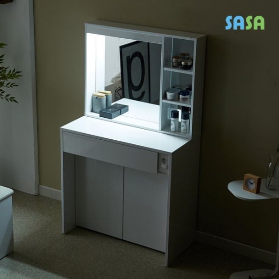 사사가구 루체 LED 수납거울 화장대 800_이미지