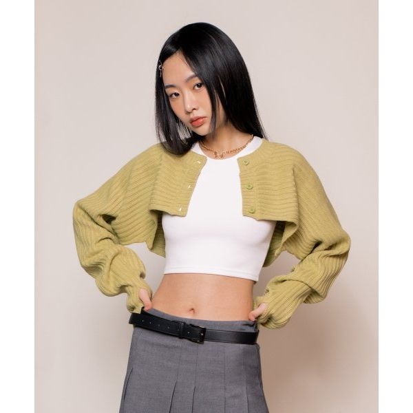 본(BORN) CHAMPS BCG 버튼 니트 볼레로 가디건 BG22FT17LM_이미지