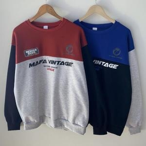 빅사이즈사랑해요 Q254L312 리그빈티지기모배색티 TS